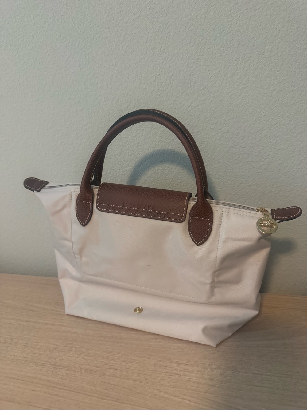 Longchamp Small Le Pliage Short Handle Tote with Eiffel Tower Hot Stamp - Picture 2 of 2